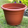2x Terracotta Plastic Planters 9.5L Large Round Outdoor Patio Flower