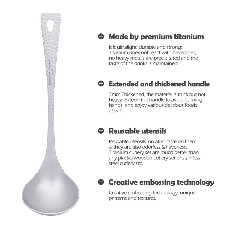 Boundless Voyage Titanium Ladle Deep Soup Spoon, Stirring & Serving