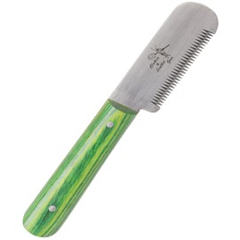 Clothes N Leather Gear Professional Stripping Knife 3 Inches Stainless Steel Wooden Handle Right Handed Tool (FINE TEETH, GREEN)