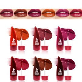 EnMart 6 Pcs Plumping Lip Gloss, Lip Tint, Lip Glaze, Long Lasting Waterproof Lipstick, Lip Satin, Lip Oil Moisturizing, Red Pink Brown Neutral Lip Lacquer for Teen Girls, Mum Christmas Gift Makeup
