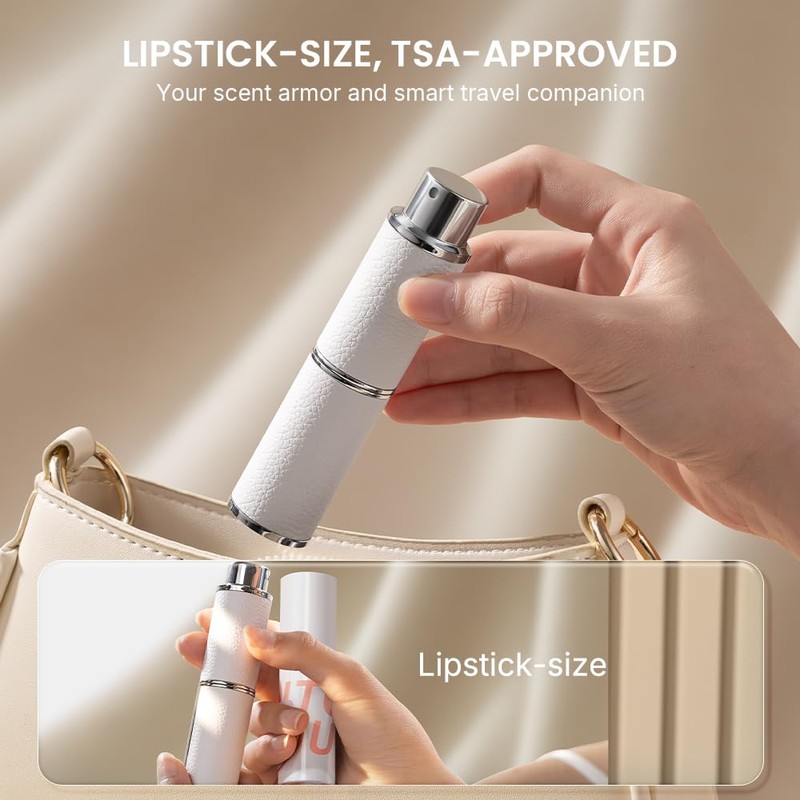 Cryslora Perfume Atomiser, Rotary Press Leather Refillable Perfume Bottle, High-End