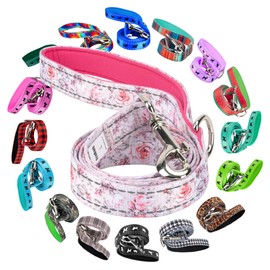 EcoBark Dog Leash - Soft & Reflective Comfort Leash with Padded Handle - Strong Durable Heavy Duty - Training and Pulling for Small, Medium or Large Dogs (Floral)