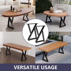 Yidi Table Legs 16 Inches, Triangle Type Glossy Bench Legs Set of 2 DIY Coffee Table Legs, Heavy Duty Furniture Legs Black 15.7" H×11" W