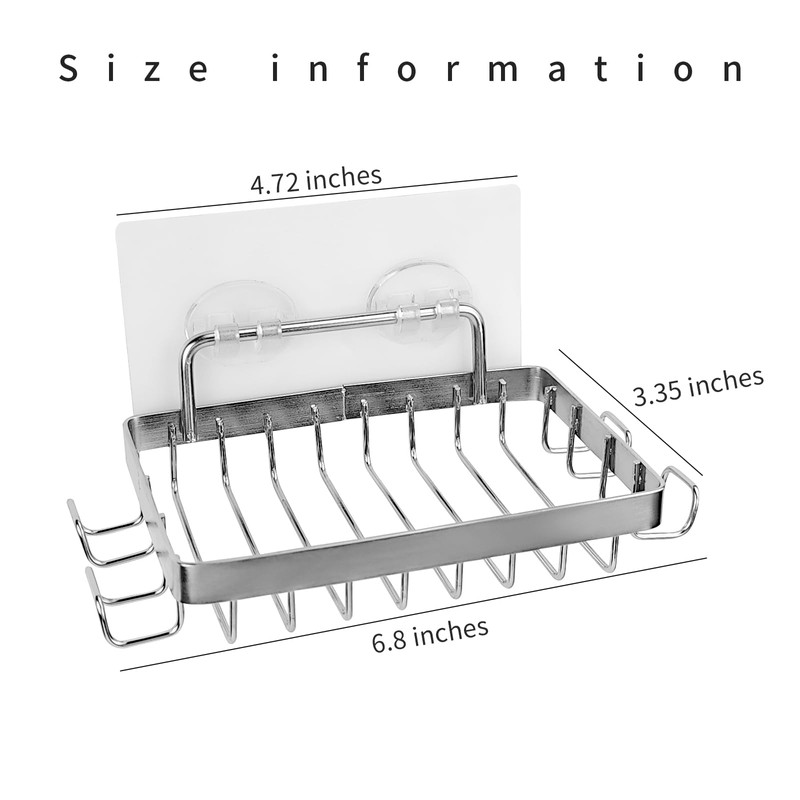 Stainless Steel Shower Soap Holder with 4 Hooks Saver for