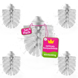 Bürstenking Toilet Replacement Brush Head, 67 mm, Toilet Brush Head Set Fits Universal Toilet Fittings, Bristle Replacement Toilet Brush Head, with M12 Female Thread, Pack of 5, White