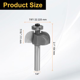 sourcing map Cove Router Bit 1/4" Shank 7/8" Dia 7/16" Cutting Height Radius Raised Panel Bit Edge Forming for DIY Woodworking, Silver