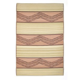 Fab Habitat Outdoor Rug - Waterproof, Fade Resistant, Crease-Free - Premium Recycled Plastic - Tribal Boho - Patio, Porch, Deck, Balcony - Lagos - Sand & Coral - 5 x 8 ft