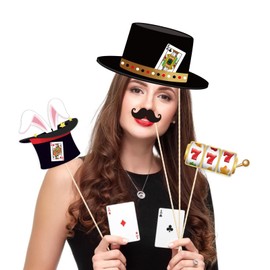 25 Pieces Las Vegas Casino Themed Photo Booth Props, Texas Themed Photo Prop, Poker Selfie Props for Casino Night Decoration, Poker Party Decorations, Game Night Vegas Themed Party Decorations