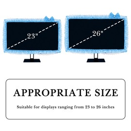 ReignSword 2 Pack Cute Computer Monitor Cover, 23''-26'' Elastic Monitor Dust Cover with Bow Knot, Lovely Monitor Accessories Screen Monitor Decoration for Tablet (Blue)