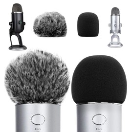 Hezhou Pack of 2 Foam Pop Filter Furry Pop Protection Microphone Wind Protection Microphone Pop Filter Replacement (for Blue Yeti, Yeti Pro Microphones)