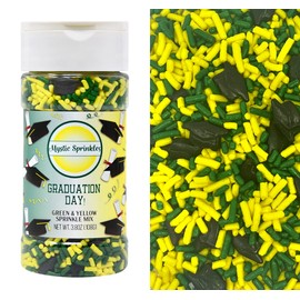 Mystic Sprinkles Graduation Day Sprinkles Mixes (Graduation Day! Green & Yellow Sprinkle Mix 3.8oz)