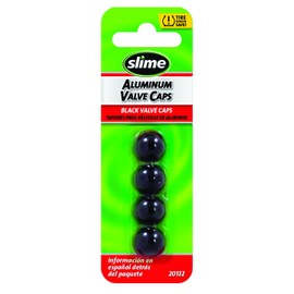 Slime 20132 Black Aluminum Valve Stem Cap, (Pack of 4)