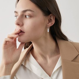 Turquoise/Moonstone/Moss Agate Earrings for Women 925 Sterling Silver Simple Gemstone Hanging Earrings Jewellery Gift, Sterling Silver, Turquoise