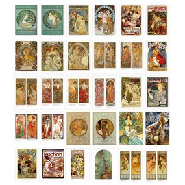 HOSTEESSCHOICE Beautiful Art Postcards set of 30 Post card of Alphonse Mucha variety pack Famous Painting Scenery,4 x 6 Inches