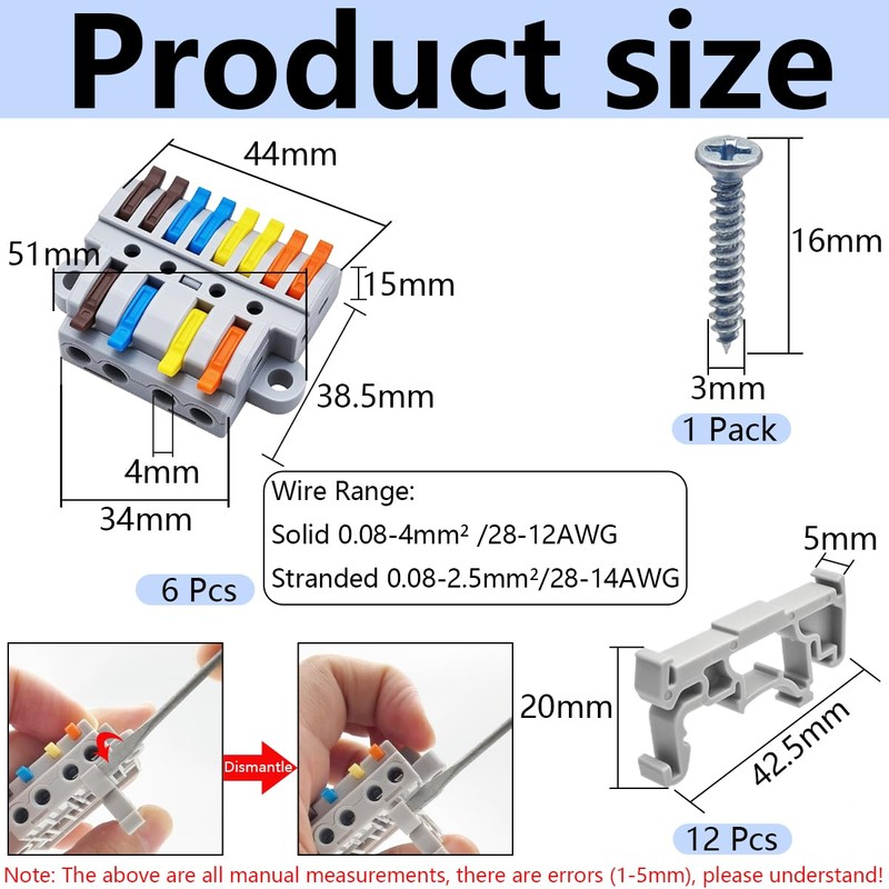 Dujelixa 4-in-8-out Lever Terminal Block Kit, Quad Input to Eight