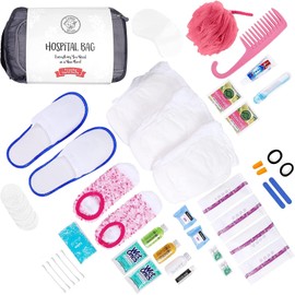 Hospital Bags for Labor and Delivery - Pregnancy Maternity Hospital Bag Essentials for Mom Pre Packed Set Gray Underwear L/XL