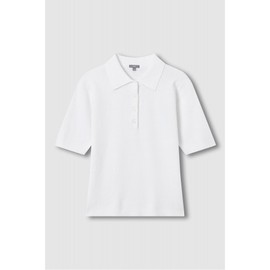 JAJU [JAJU] Women's Collar Short-Sleeve Knit_White