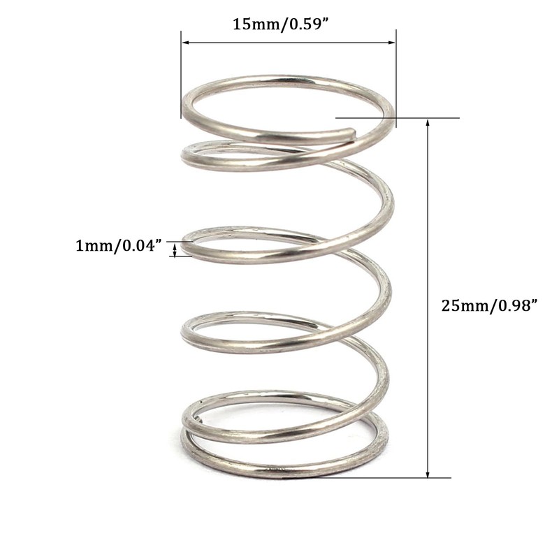 TOP-VIGOR 10Pcs Compression Spring, 15mm OD,1mm Wire Size,25mm Free Length