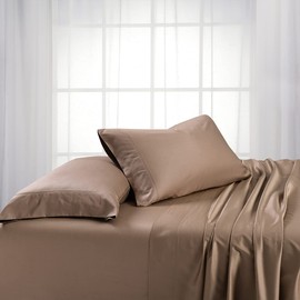 Royal Hotel Bedding ABRIPEDIC Sheets, Viscose from Bamboo, Sheet Set 600 Thread Count, Silky Soft Sheets, Viscose from Bamboo, Sheet Set, Queen, Taupe