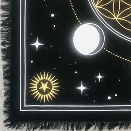 AVA Collections Altar cloth 24 x 24 inches Gold Silver Tarot Table Cloth the Moon Phase Spiritual Healing Tarot Table Mat Prints Board Game wiccan ouija board Table Cover (Moon Phase)