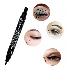 Miss Seven Delineador De Ojos Negro Plumon Punta Fina Sello De Figuras