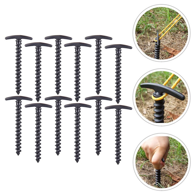 WHAMVOX 12pcs Plastic Tent Pegs Lightweight Nylon Spiral Stakes for