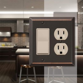 Amerelle 163RDDB Century Wallplate, 1 Rocker / 1 Duplex Outlet, Steel, Aged Bronze, 1-Pack