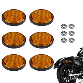 Bntyok Round Reflector 6PCS 2inch / 56mm Plastic Universal Screw Mount Reflective Warning Reflectors for Motorcycle Bike (Yellow)