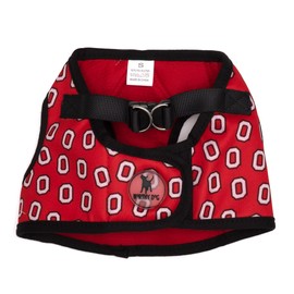 The License House Ohio State Buckeyes Dog Tossed Block O Printed Sidekick Harness Vest with Comfy Padded Mesh Velcro Adjustable, Outdoor, Easy Walk Vest for Dogs - Small, Red