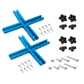 POWERTEC 72080 3" T-Track Intersection Kit 2 Sets with Wood Screws, and 16pc T Track Knob Kit Including Threaded Knobs & 5/16"-18 T-Bolts for Woodworking Jigs and Fixtures
