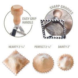 Easy Ravioli Maker Starter Kit | 3 Ravioli Mold Pasta Gift Set + Cookbook | Ravioli Press Guide to Making Ravioli and Stamp Stuffed Pastas Like Tortellini + Recipes for Classic Fillings and Sauces