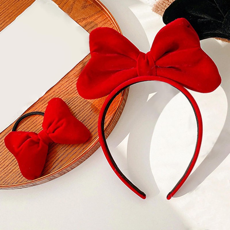 JazSwirl Snow White Headband, Red Bow Headband with Bow Tie
