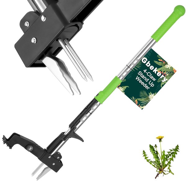 Gbekery 4-Claw Weed Puller Tool Stand Up Heavy Duty, 40''