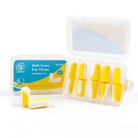 LYSIAN Ultra Soft Foam Earplugs Sleep 5 Pairs, 38dB Noise Reduction Ear Plugs for Sleeping, Snoring,Travel and Gun Shooting Range (Yellow/White)