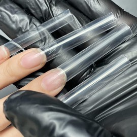 504Pcs Extra Long C Curve Nail Tips XXXL Clear Square Half Cover Nails for Acrylic Nails