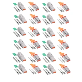 12 Sets Kits Deutsch Connector Kit with Wire Crimper - 2 Pin Way Gray Waterproof DT Connector for Car, Truck, Motorcycle, Off-Road Vehicles, and Marine