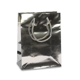 Paper Mart Metallic Silver Euro Bags | Quantity: 100 | Width: 6 1/4" Gusset - 3 1/2"