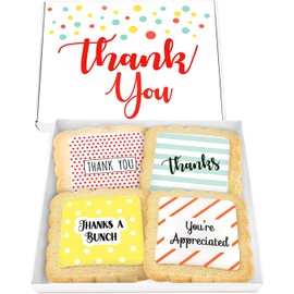 Thank You Gift Basket Cookies for Men Women Employees Teacher Nurse Co workers | Individually Wrapped | 4 Pack | Appreciation Box