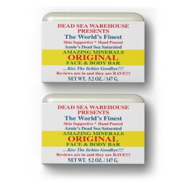 Dead Sea Warehouse - Dead Sea Salt Soap Bar - Original Face & Body Bar - Hydrating Mineral Soap for All Skin Types, Fragrance-Free - 2 Pack - 5.2 oz