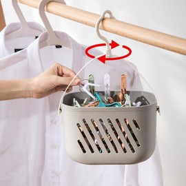 Orrdiffi Pack of 2 Shower Baskets for Hanging, Plastic Bath Toy Storage, Shampoo Holder for Shower, Multifunctional Basket for Bathroom, Dorm, Grey