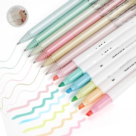 WY WENYUAN - Aesthetic Highlighters and Gel Pens No Bleed, Bible Highlighters and Pens No Bleed, 0.5mm Black Ink Bible Pens, Highlighter Pens, Dry Fast Easy to Hold, 12 pack (Pastel)