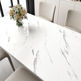Yullpaper White Marble Contact Paper Peel and Stick Marble Countertop Wallpaper Removable Glossy Contact Paper for Countertops Cabinets Desk Self Adhesive White Wallpaper for Bathroom 15.7×78.7''