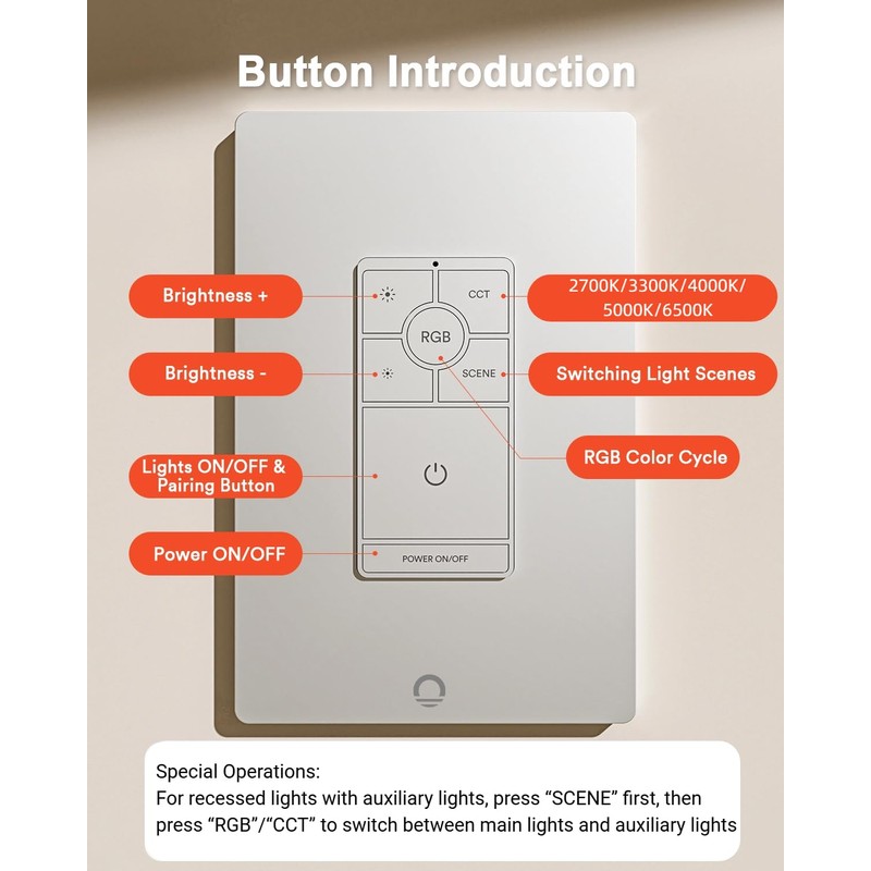 Lumary 3 Way/Single Pole Dimmer Light Switch (Only Support Lumary