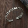 KF-Premium 925 Thai Handmade Mens Bracelet Vintage Open Bangle Twisted
