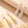 Silver Long Filigree Teardrop Dangle Earrings for Women