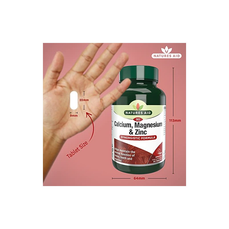 Natures Aid Calcium, Magnesium and Zinc, Maintain Normal Bones, Teeth
