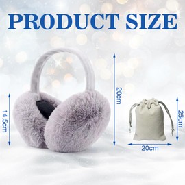ZOCONE Ear Muffs Women Fluffy Ear Warmers, Soft Winter Earmuffs Ear Covers for Cold Weather Foldable Ear Muffs for Women Girls Men, Windproof Plush Earmuffs for Winter Outdoor (Grey)