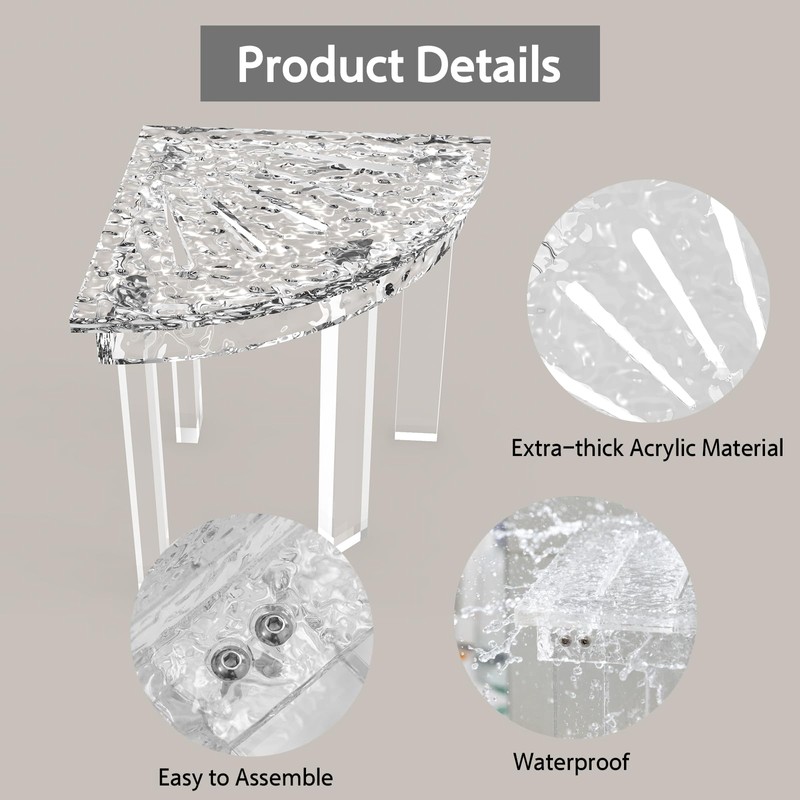 Acrylic Shower Bench - Perfect Corner Shower Stool, Ideal Shower