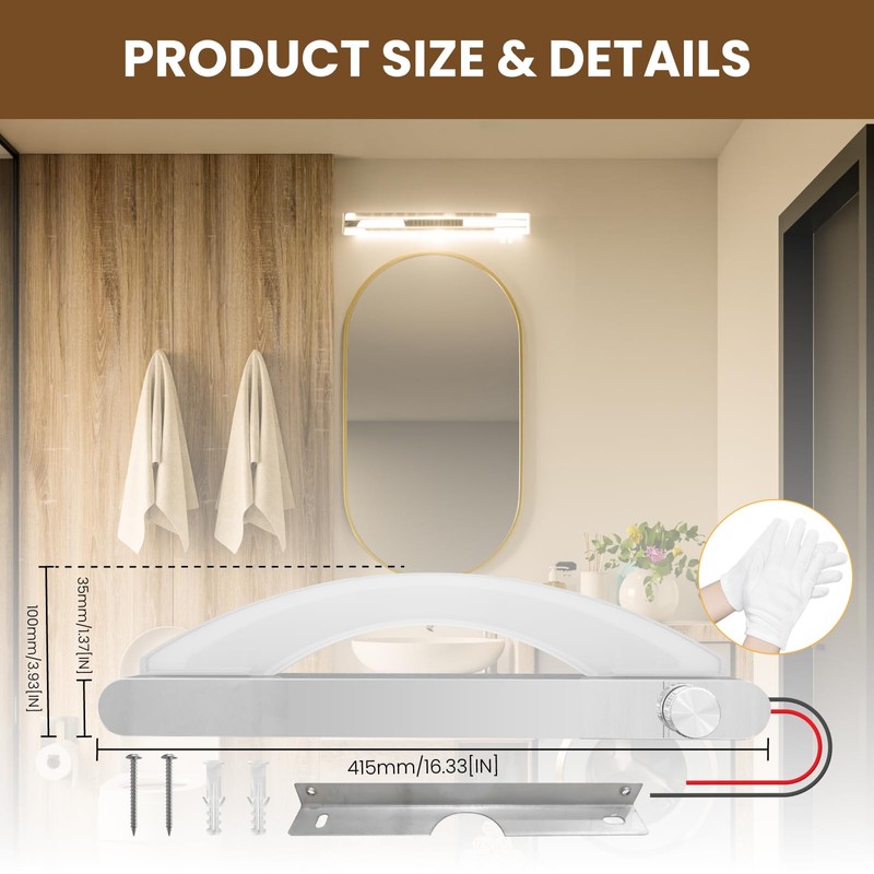 Bonlux 12V RV Vanity Light Fixture with Rotating Dimmable Switch,