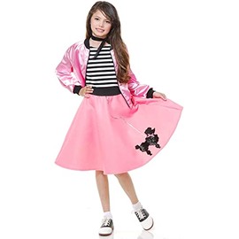 Charades Child's Costume Poodle Skirt with Elastic Waistband, Bubble Gum Pink, Medium